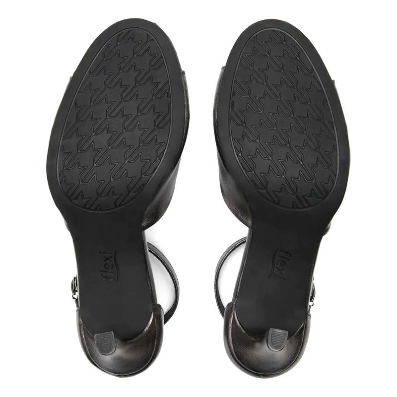 Sandalias Tacón 8.5cm Formales Para Dama Estil.140503 Flexi® Antimonio Brillante 23.5 Mx