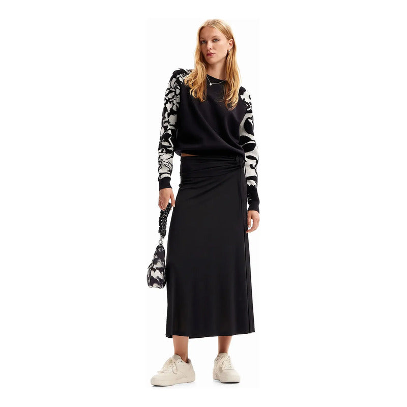 Suéter Suave Para Mujer 23wwjf20/2000 Marca Desigual® Negro Floreado Xs