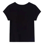 Playera Casual Para Niña Mod.854 Marca Mayoral® Negro Flores 12 Estampa Localizada
