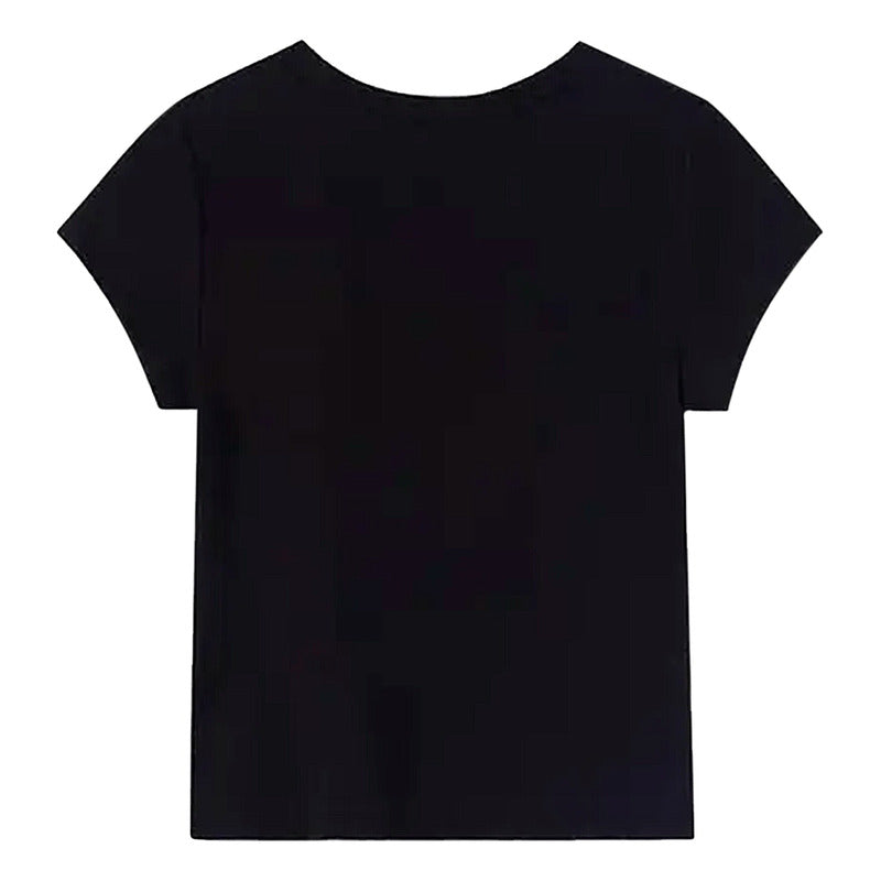 Playera Casual Para Niña Mod.854 Marca Mayoral® Negro Flores 16 Estampa Localizada