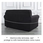 Cubre Sala Set 3 Piezas Estirable Ajuste Perfecto Blank &co® Negro Geométrico