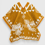 Jorongo Gaban Artesanal Mexicano Colores Gallos Mostaza Xg