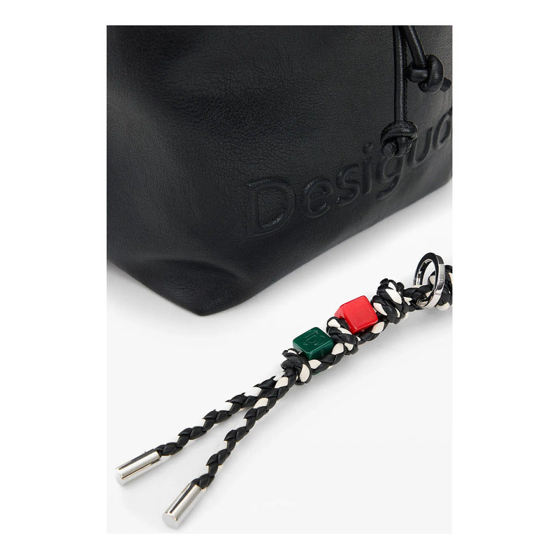 Mochila Mediana Trenzada Para Mujer 26sakp19/2000 Desigual® Negro Liso