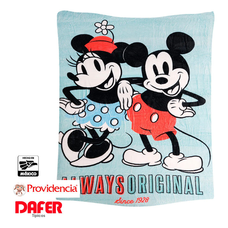 Cobertor Ligero Super Suave Matrimonial Diseños Providencia® Mickey Y Minnie Retro 850 G Multicolor