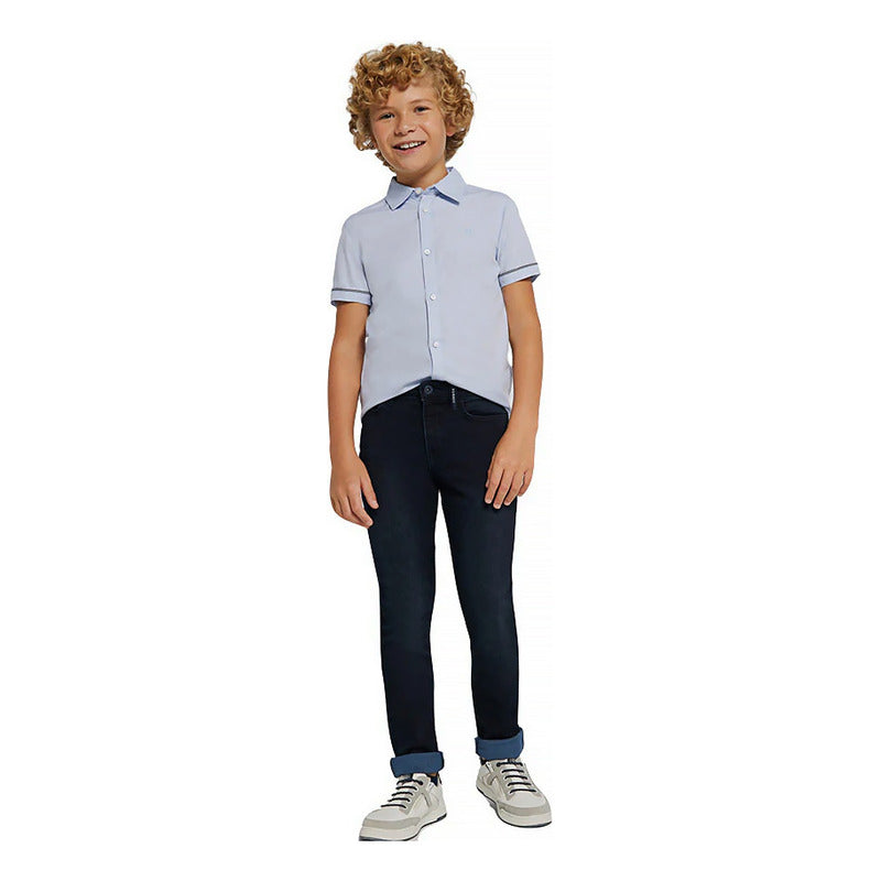 Pantalón Mezclilla Para Niño Mod.7585 Marca Mayoral® Azul Oscuro Liso 12