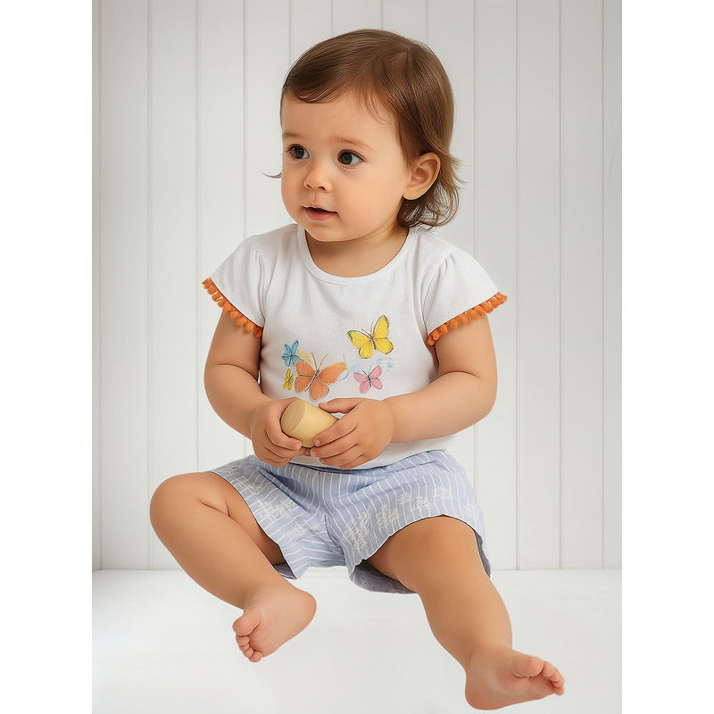 Short Con Flores Bordadas Para Bebe Mod.018-9002al Losan®