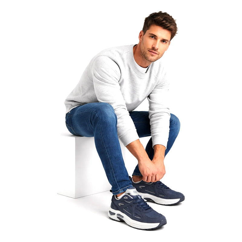 Tenis Retro Para Hombre Con Gel Anti Shock M.424101 Flexi® Azul Marino 27 Mx