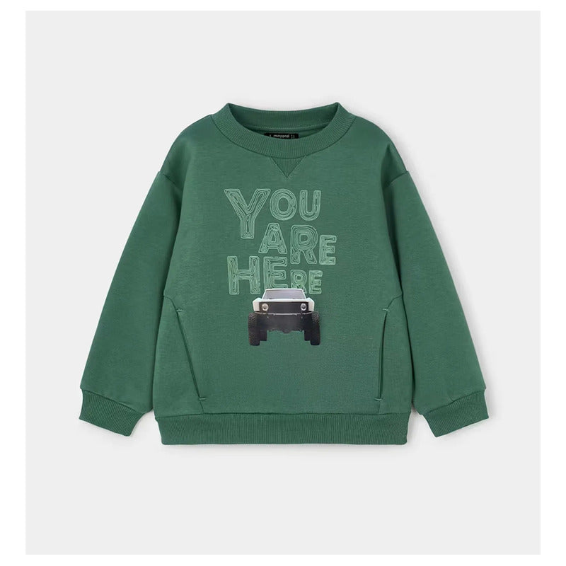 Sudadera  Confortable Para Niño Mod. 4404 Marca Mayoral® 7 Años Abeto Moster Truck