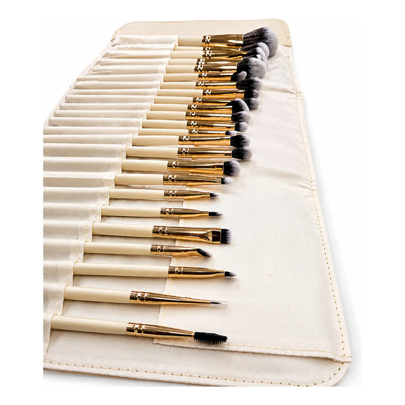 Set De Brochas 24pz Con Estuche Para Viaje True Makeup® Beige