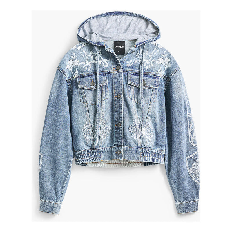 Chamarra Mezclilla Con Bordado Floral 25swed56 Desigual® Mezclilla Xl Floreado