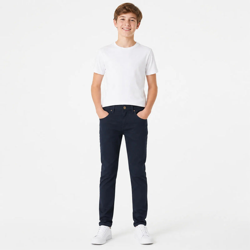 Pantalón Slim Fit Para Niño 582 Marca Mayoral Nukutavake® Azul Marino Liso 8