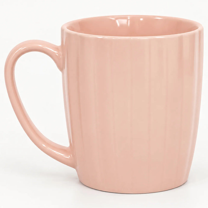Taza De Cerámica Acanalada 370ml Estilo Nórdico Salmón 1744-98 Acanalada
