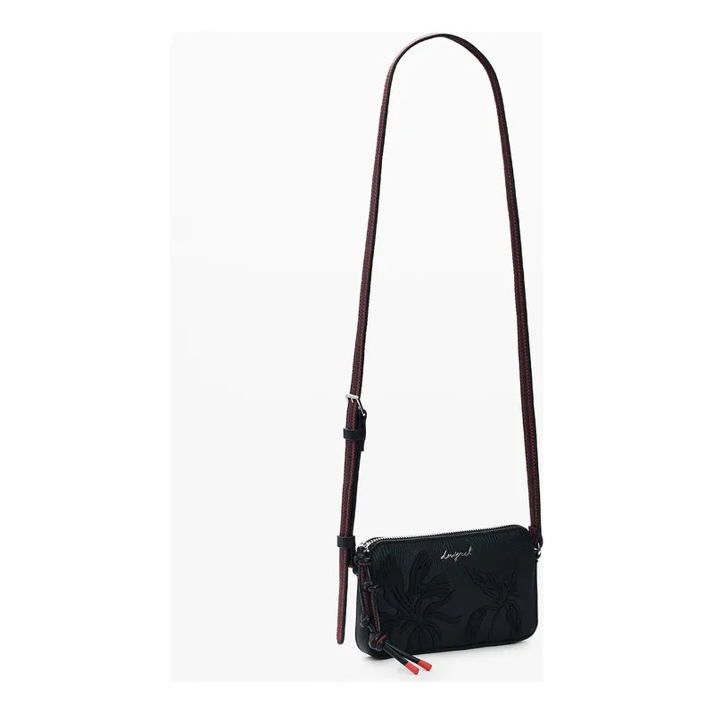 Monedero Bandolera Pequeño Mod. 26sayp14/2000 Desigual® Negro Floreado