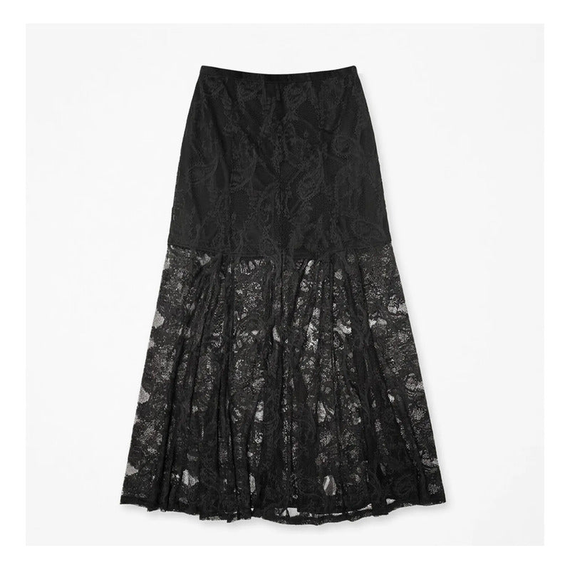 Falda De Encaje Con Forro Corto Integrado X63101 Bobois® Negro Encaje M