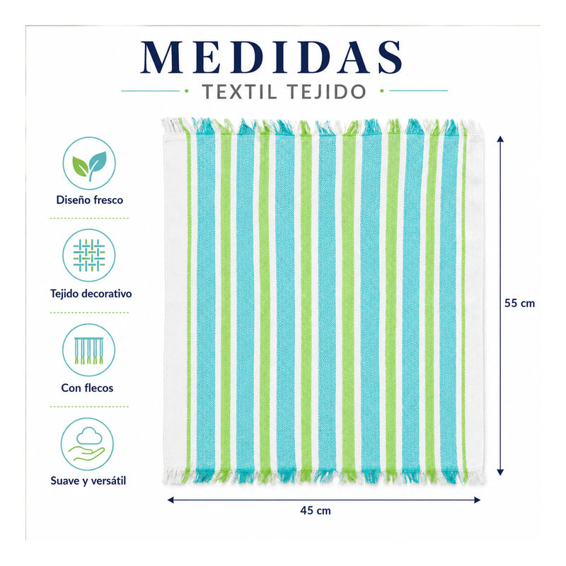Servilleta De Cocina Multiusos Tejida 45 X 55cm Verde Rayas