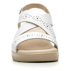 Sandalia Casual Cuña Baja Para Dama Mod.116024 Marca Flexi® Blanco Perforado 25.5 Mx