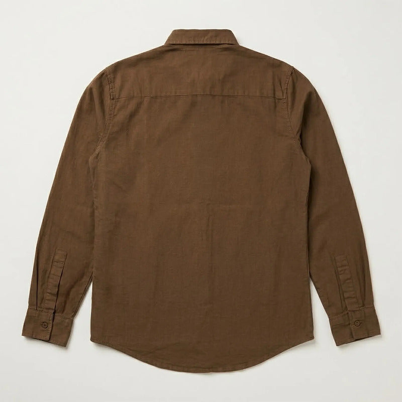 Camisa Lino Regular Fit Para Hombre Mod. Le2601 Roosevelt® Café Lisa G