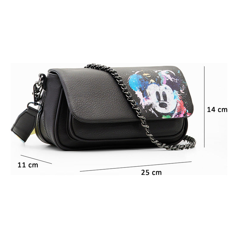 Bolso Bandolera Efecto Piel Mod.23saxpa7/2000 Desigual® Negro Lisa Níquel Multicolor