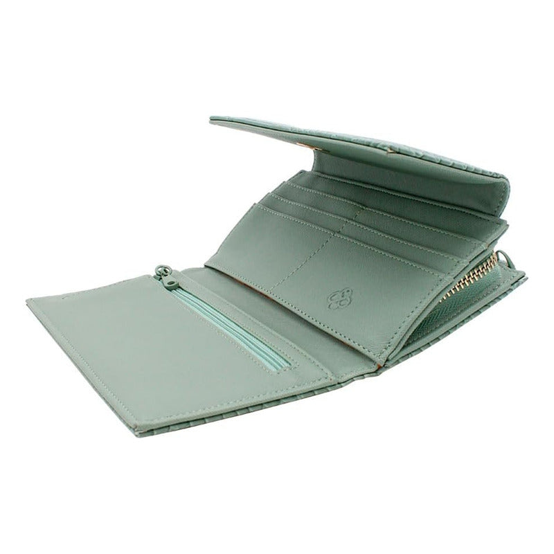 Cartera Mediana Crossbody Para Dama Mod. Ji 532 Jaime Ibiza® Aqua Croco Croco