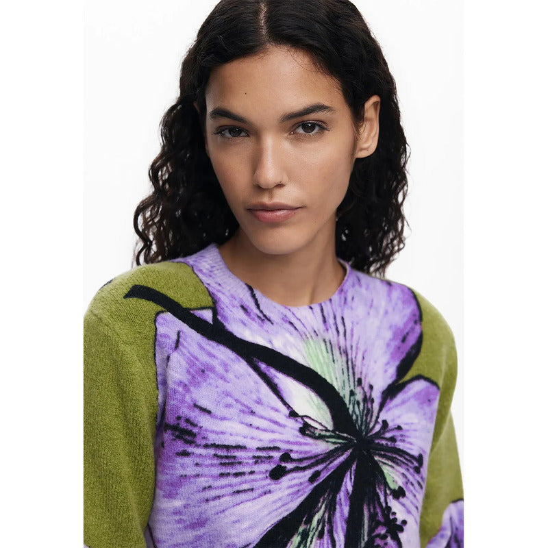 Suéter Suave Para Mujer 25wwjf42/3113 Marca Desigual® Multicolor Floral S