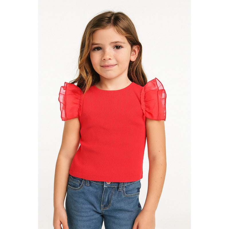 Blusa Para Niña Con Mangas De Vuelo Mod.3013 Marca Mayoral®