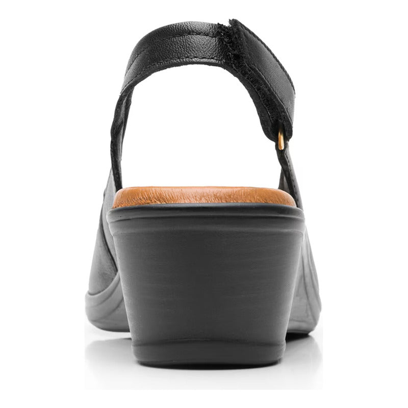 Sandalia Cuña Baja Para Mujer Mod.123717 Marca Flexi® Negro Liso 23 Mx