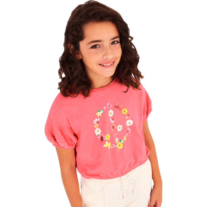 Blusa Casual Para Niña Mod.6056 Marca Mayoral® Coral Flores 12 Años