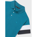Playera Polo Para Niño Mod.6165 Marca Mayoral Nukutavake® Aqua 10 Años Lisa