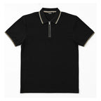 Playera Polo Casual Con Cierre Para Hombre A61415 Bobois® Negro Liso Eeg Lisa