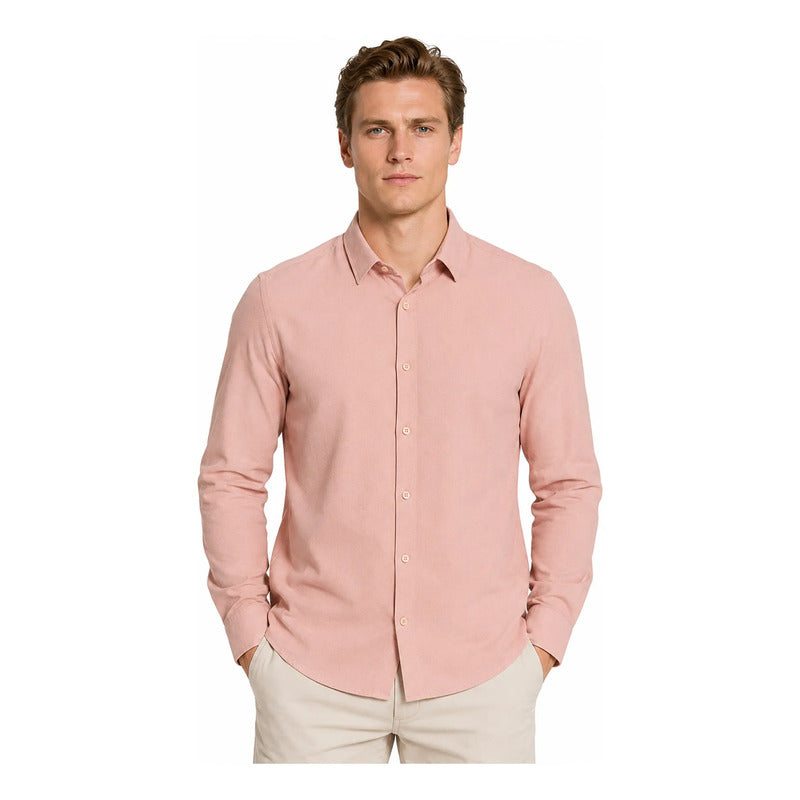Camisa Para Hombre Micropanal Antiarrugas B61403 Bobois® Rosa Micropanal G