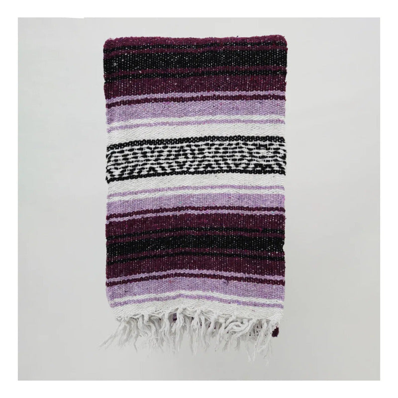 Falsa Artesanal 1.90m X 1.20m Cobija Multiusos Mexicana Geométrico 1 Kg Violeta