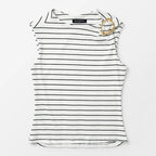 Blusa Semi Formal Con Aro Dorado Mujer 4363 Marca Exotica® Blanco Rayas M