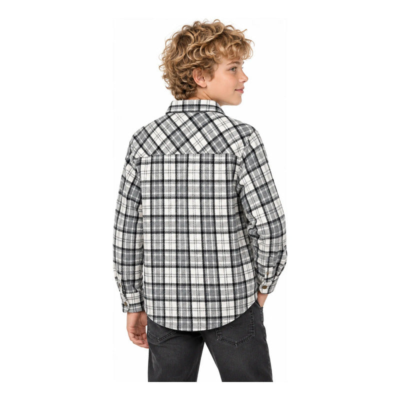 Camisa Tipo Franela Gruesa Infantl Le2501 Marca Roosevelt® Multicolor Geométrico 10