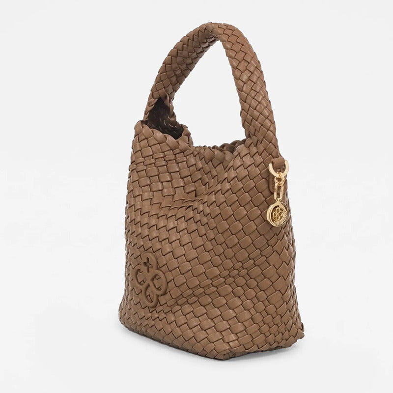 Bolso Crossbody Para Mujer Mod. Ji2413 Marca Jaime Ibiza® Marrón Trenzado Níquel