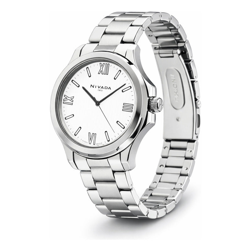 Reloj Para Mujer Np22422lacpr Corporate Marca Nivada Swiss® Plateado Blanco
