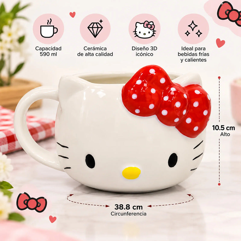 Taza Tarro De Cerámica 3d Hello Kitty 590ml Estilo Kawaii Multicolor Hello Kitty