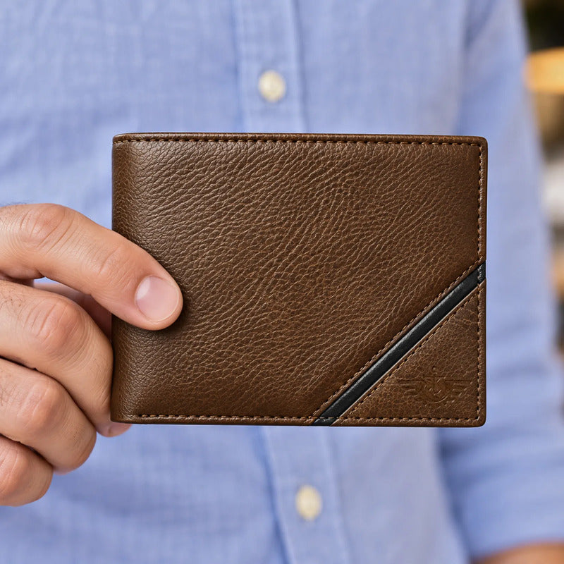 Billetera Para Hombre Bifold Mod.000tb-0029 Marca Dockers® Marrón Oscuro Liso