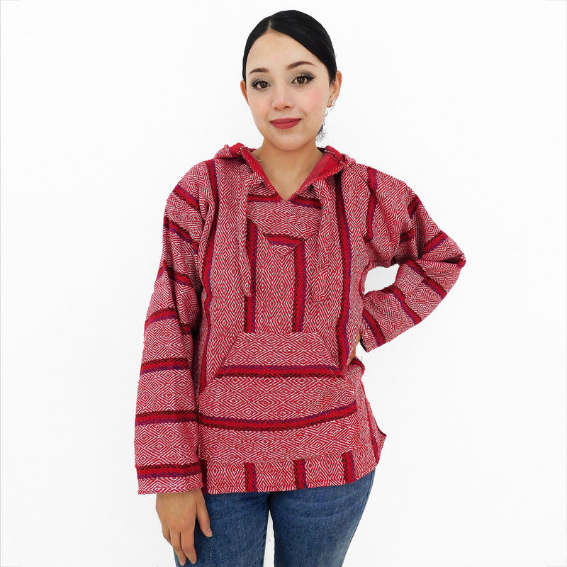 Suéter Poncho Canguro Artesanal Hoodie Acrilico Colores
