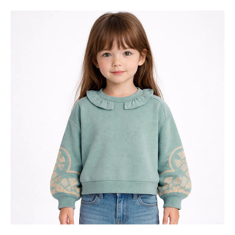Suéter Cuello Holán Para Niña Mod.4430 Marca Mayoral® Salvia Liso 7 Años