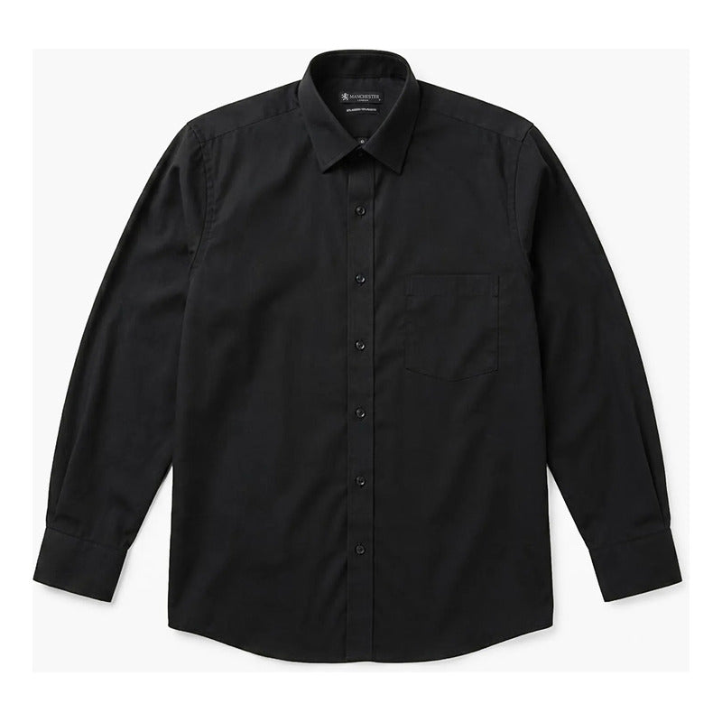 Camisa Semi Formal Para Hombre Mod.5030 Marca Manchester® Negro Lisa 16
