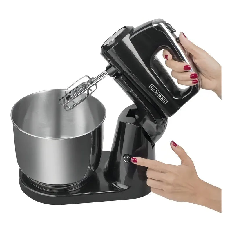 Batidora De Mano Black+decker Planetaria 2 En 1 Pedestal Color Negro Frecuencia 3