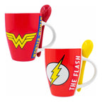 Taza De Porcelana 2pz Con Cuchara Diseño Animado 310ml