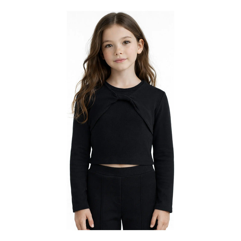 Blusa Con Torera Bolero Canalé Para Niña Mod.6150 Mayoral® Negro Lisa 16 Años