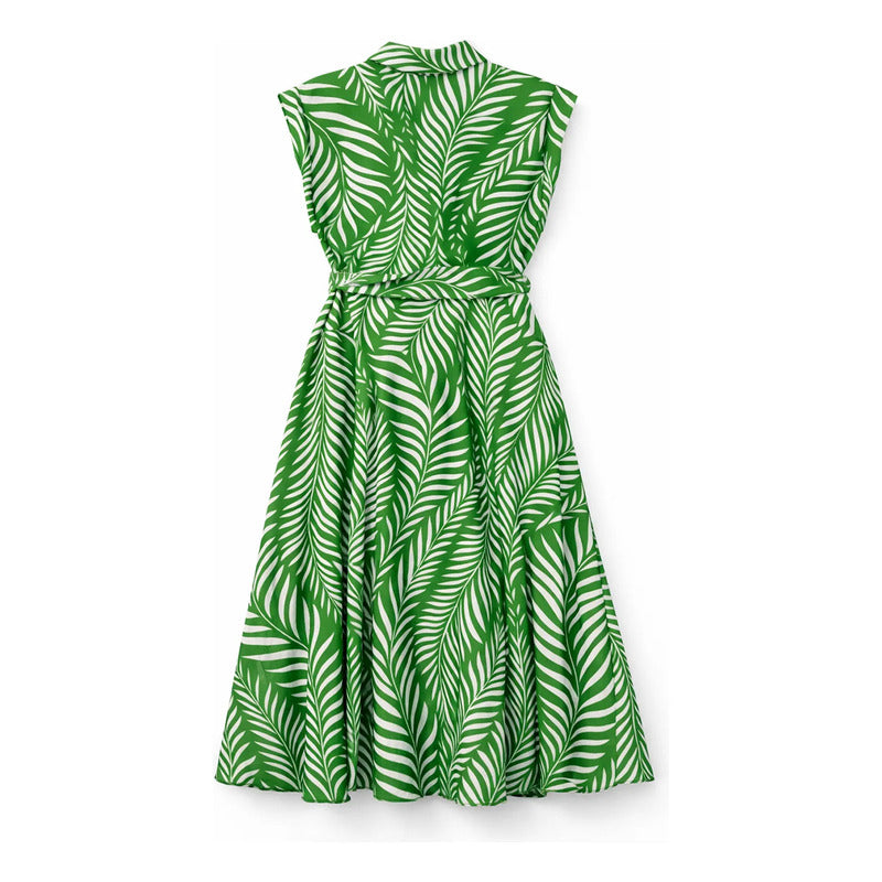 Vestido Ligero Largo Para Mujer Mod. 3477 Marca Okey® Multicolor Floreado 38