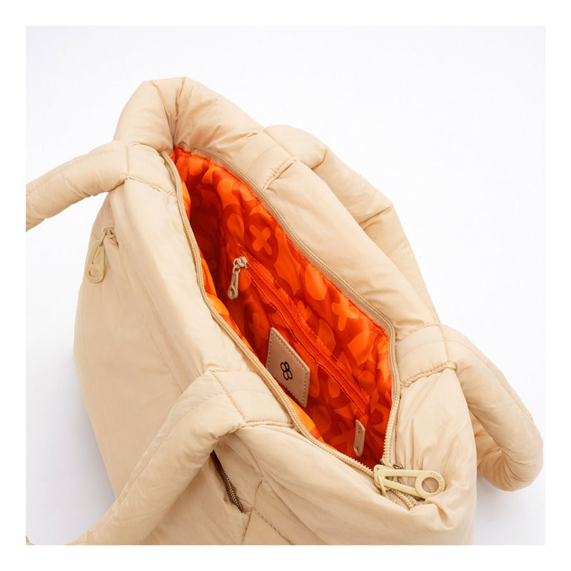 Bolso Tote Para Dama Mod. Ji 2821 Marca Jaime Ibiza® Crema Lisa