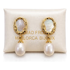 Aretes Elegantes Gota De Coral Para Mujer Bisutería Fina Beige
