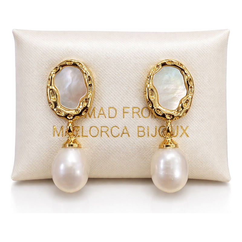 Aretes Elegantes Gota De Coral Para Mujer Bisutería Fina Beige