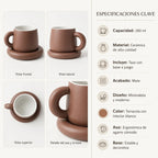 Taza Con Base De Cerámica Mate Mod.1744-84 Top Choice® Marrón Claro Liso