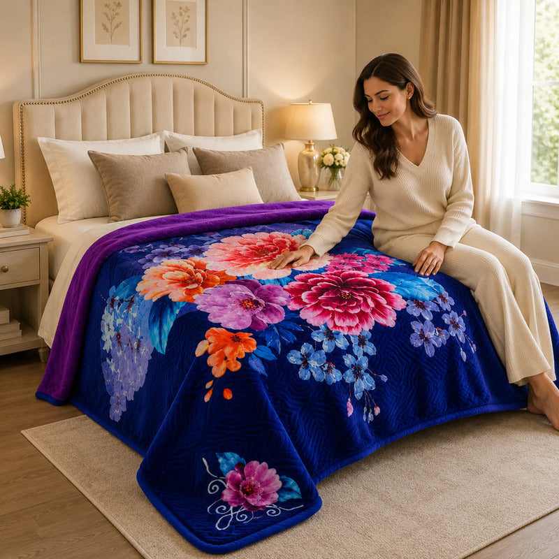 Edredón Jumbo De Borrega King Size 2.30mx2.40m Providencia® Emma Multicolor