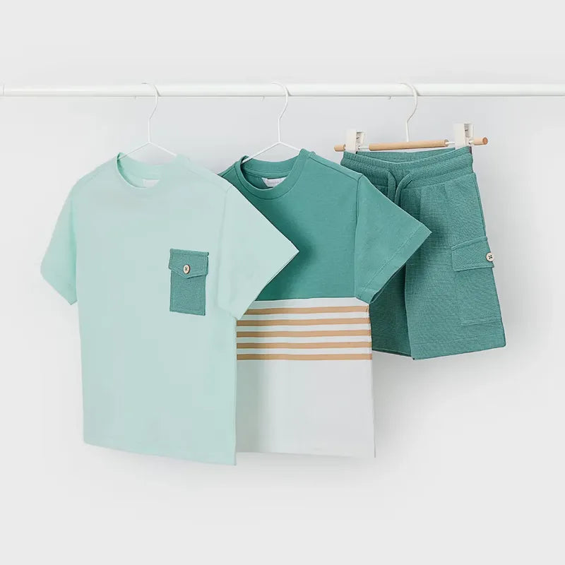 Conjunto Para Niño Short Y Playera Mod.3601 Marca Mayoral® Alga Lisa 8 Años